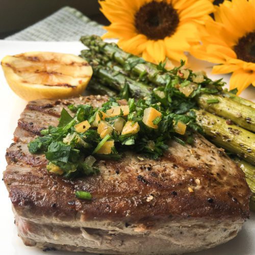 Grilled Tuna Steaks with Preserved Lemon Gremolata